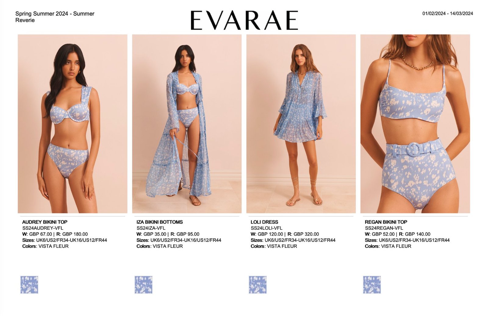 Lookbook and line sheet page