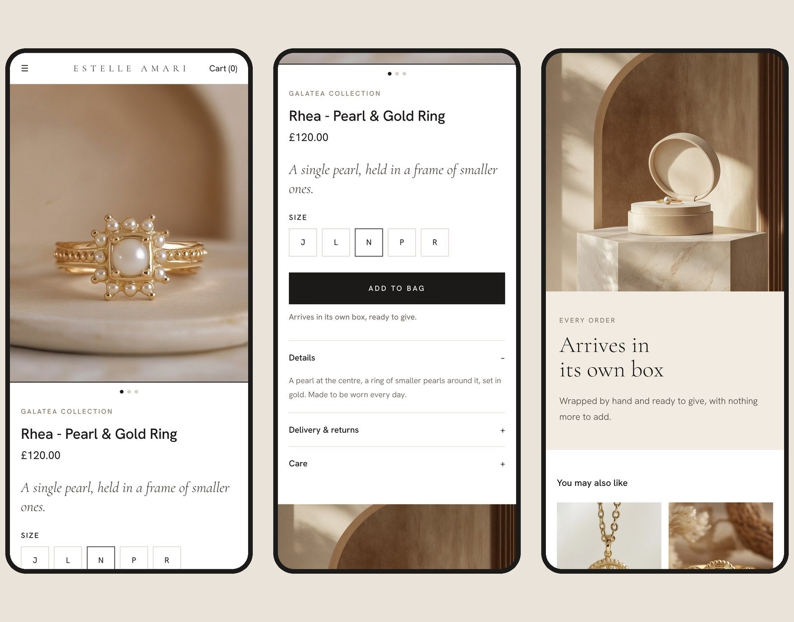 ESTELLE AMARI product page on a phone