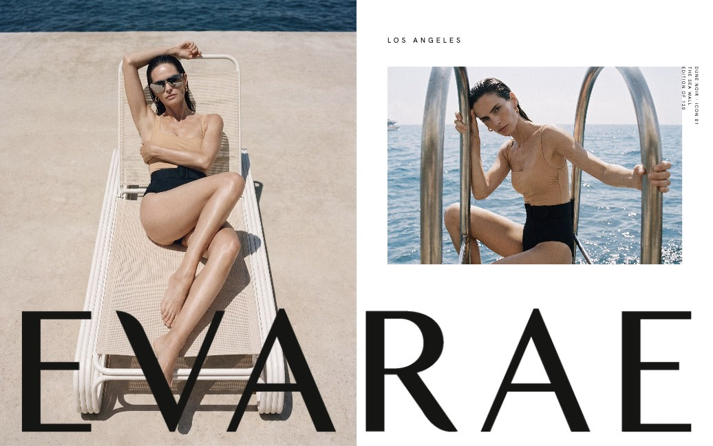 EVARAE Los Angeles spread, one logo across both pages