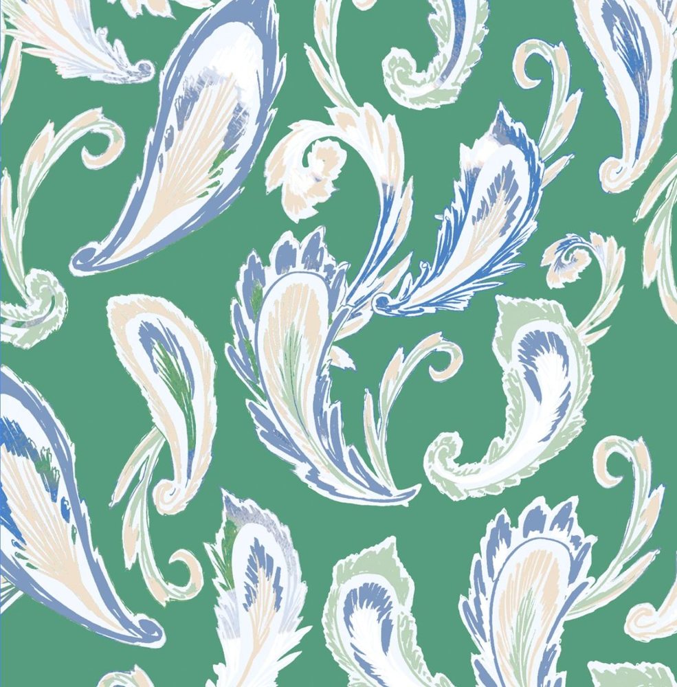 Garden green and rose print 081
