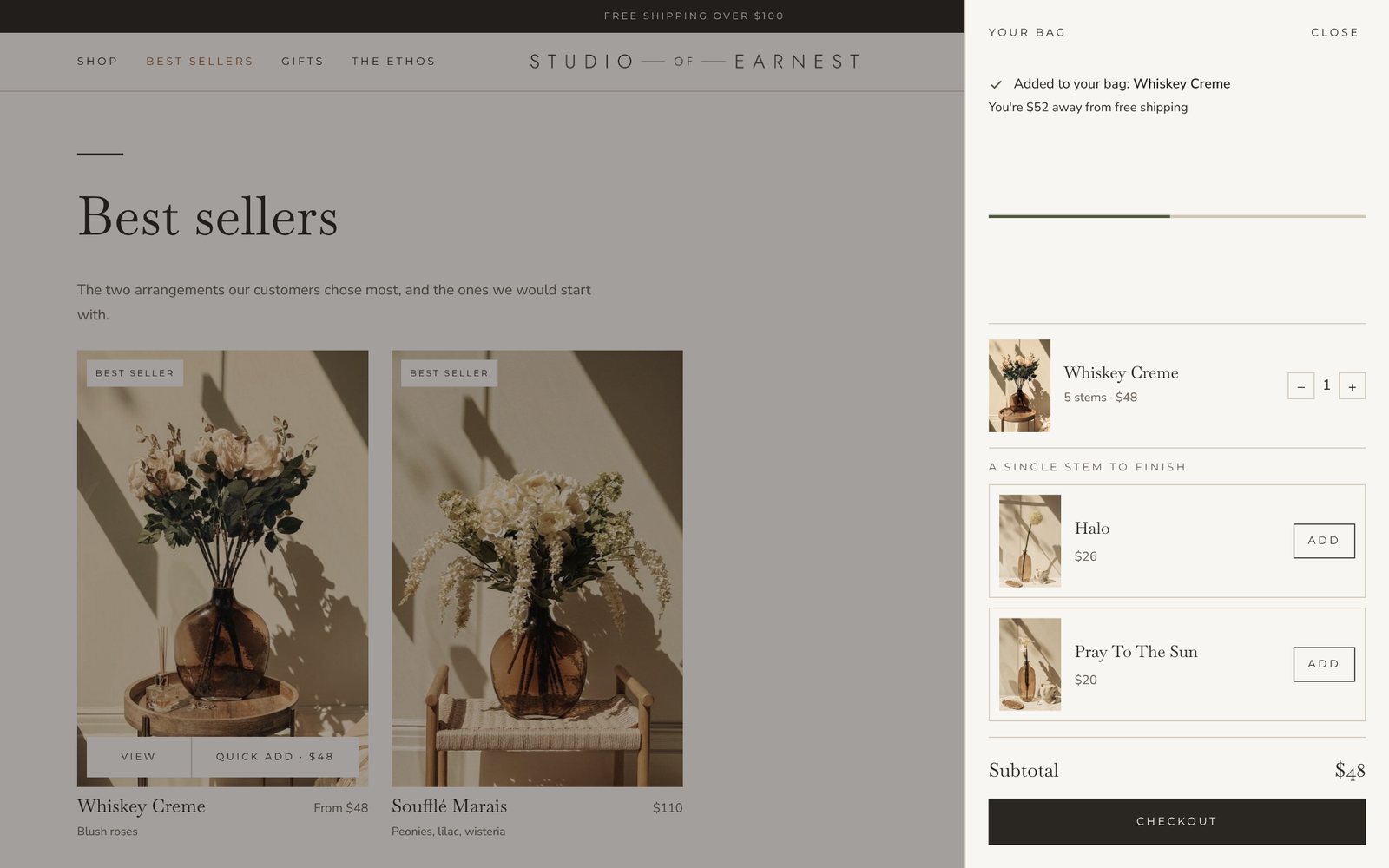 Studio of Earnest, the bag with the free shipping meter