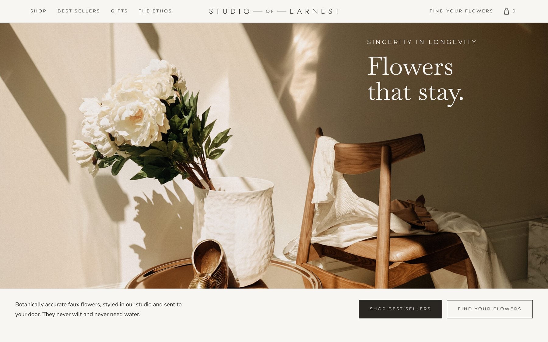The Studio of Earnest website homepage, Flowers that stay