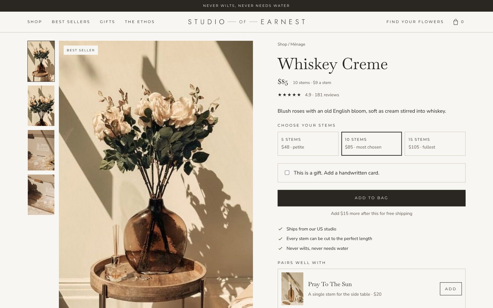 Studio of Earnest product page, Whiskey Creme