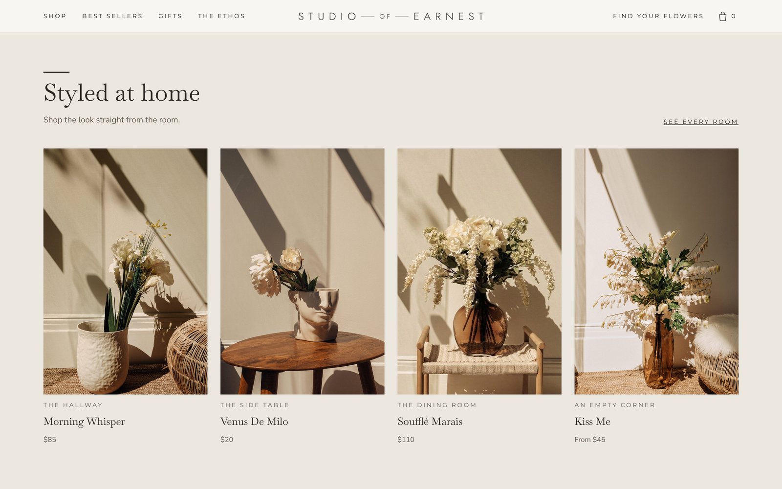 Studio of Earnest, styled at home