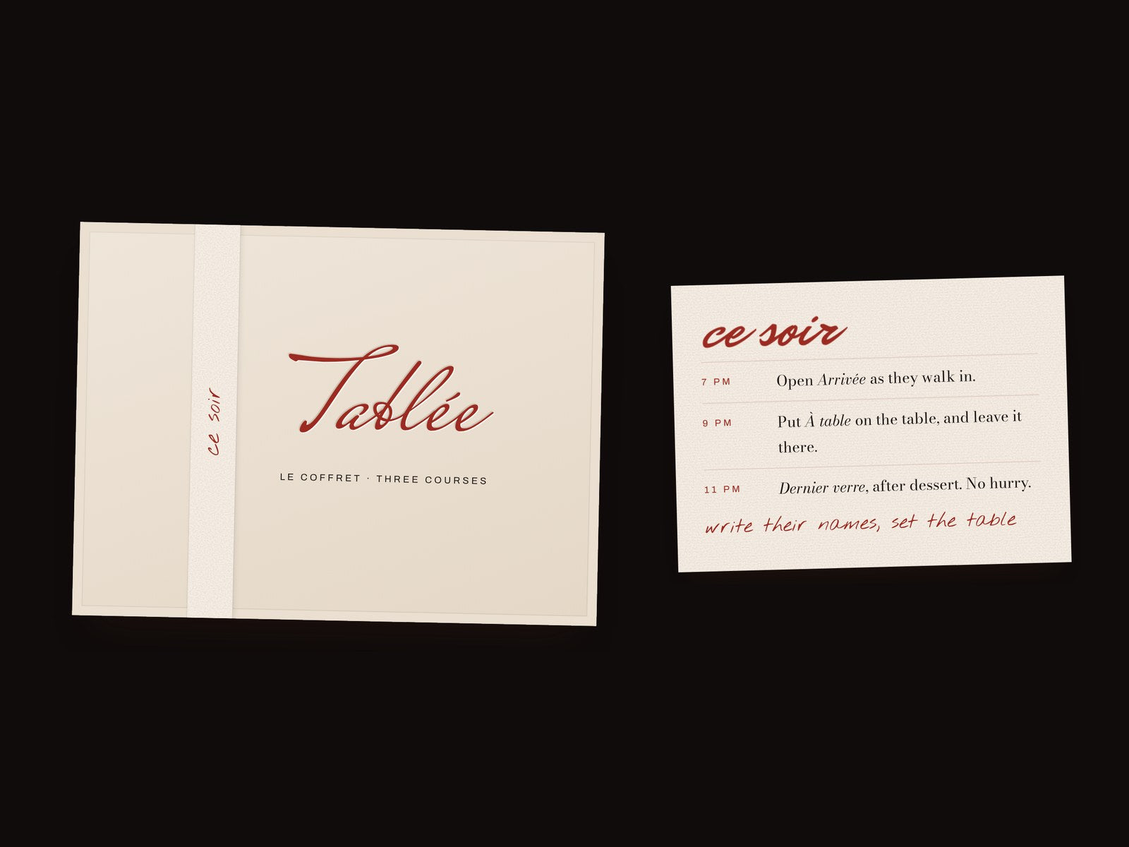Le coffret, the box and the insert card
