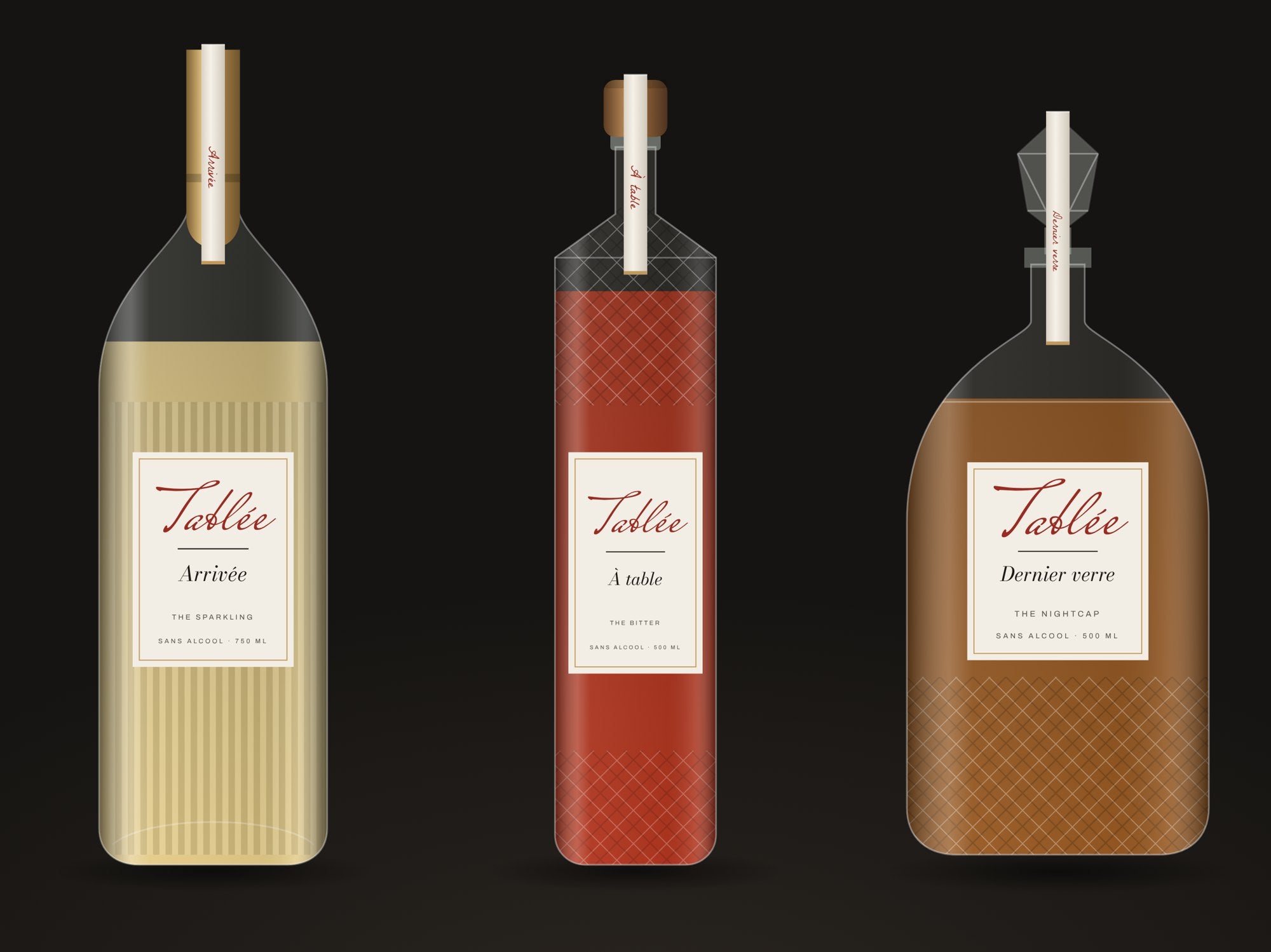 Tablée bottles, the drawings