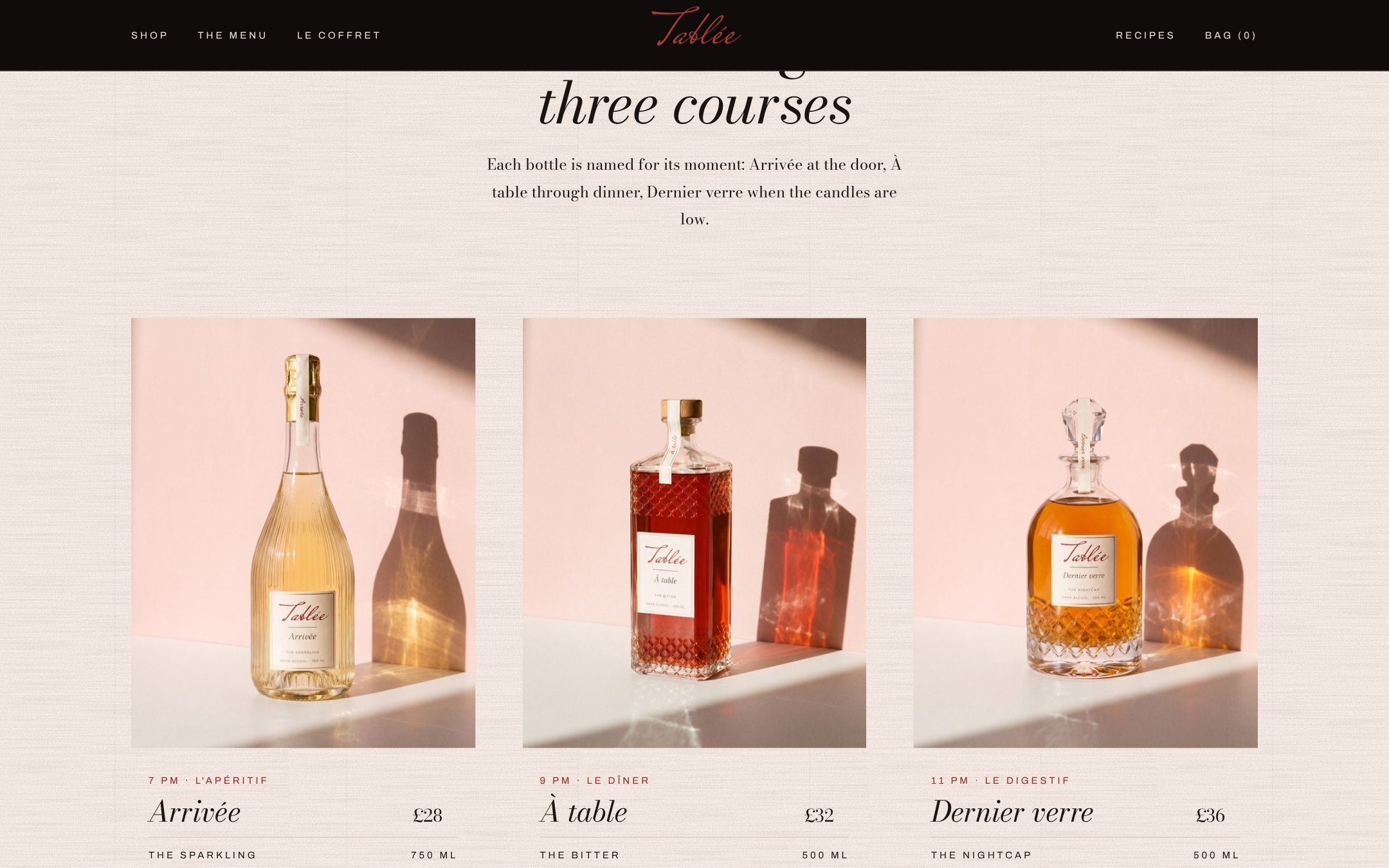 Tablée, an evening in three courses