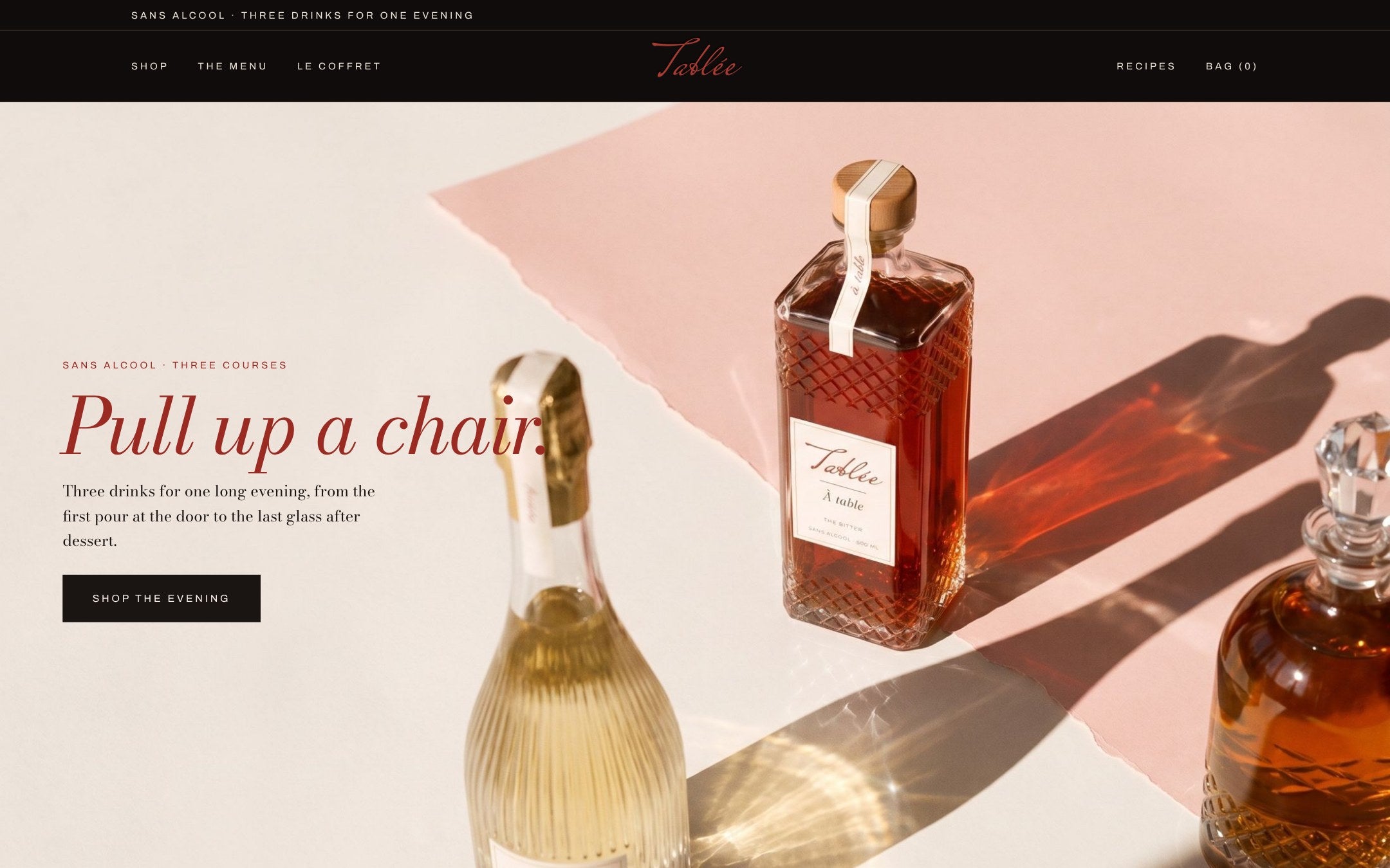 The Tablée website homepage, Pull up a chair